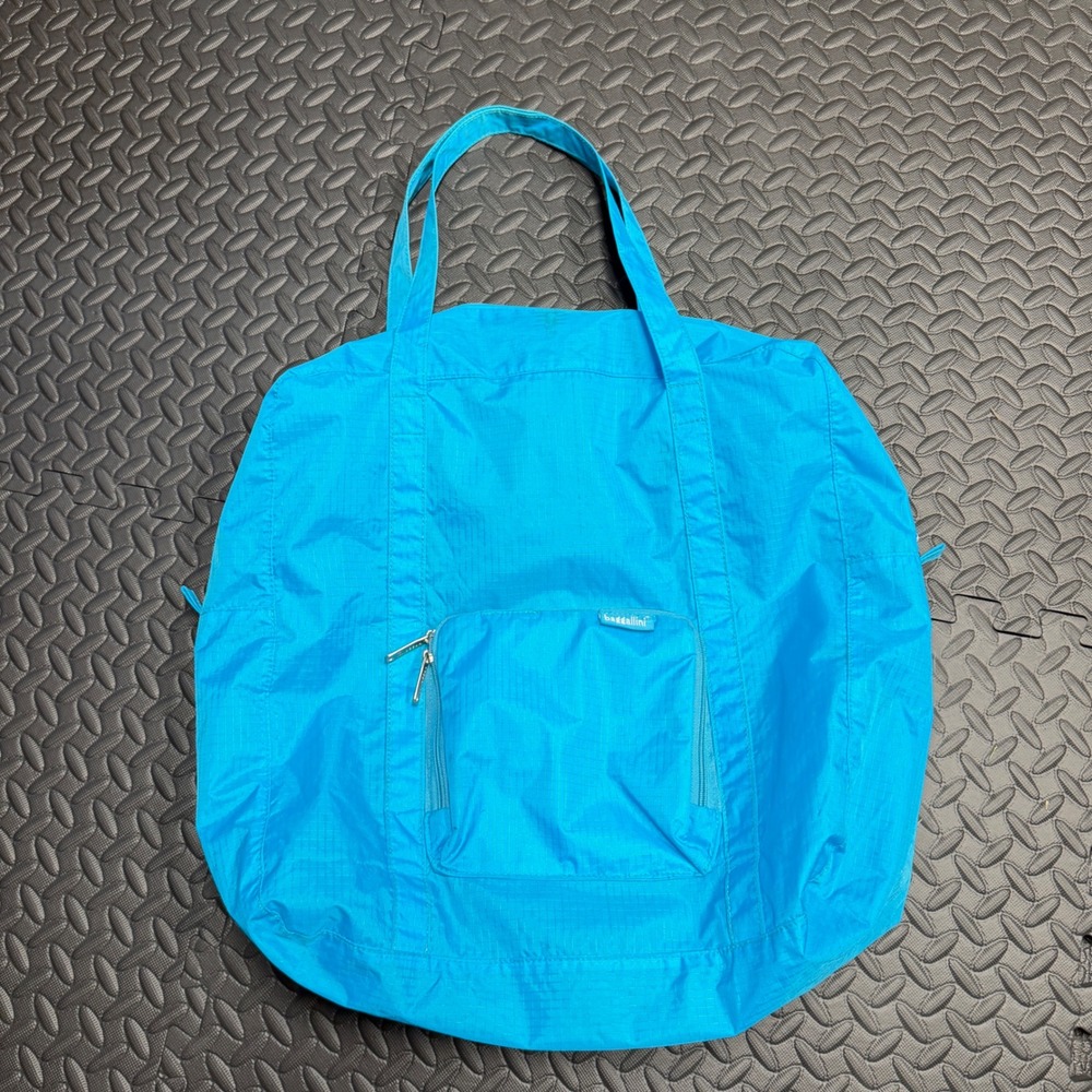 Baggallini Tote Bag Large Blue Packable Ripstop Nylon Travel Zip Bag